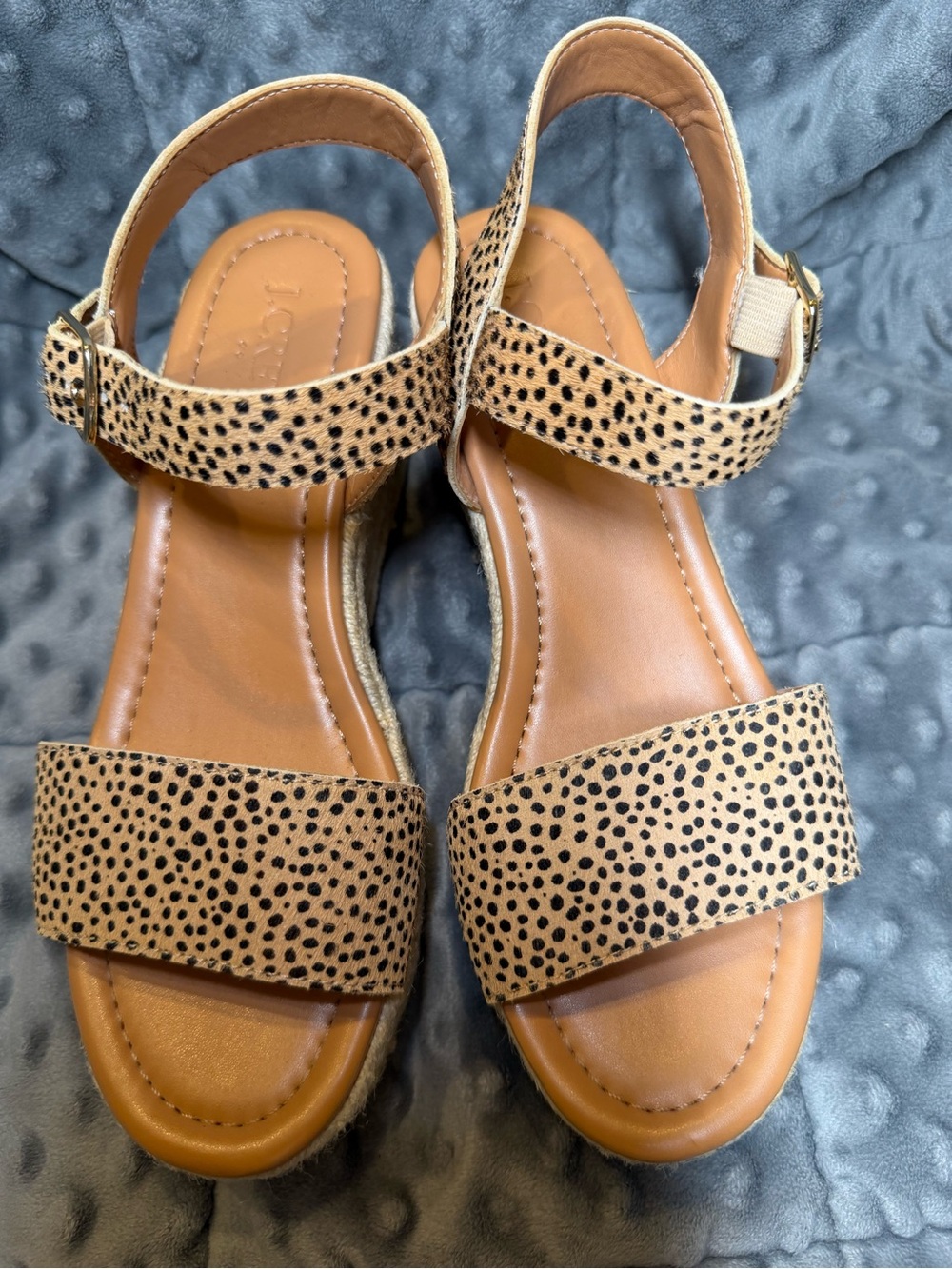 J. Crew Cheetah Print Calf Hair Ankle Strap Sandals